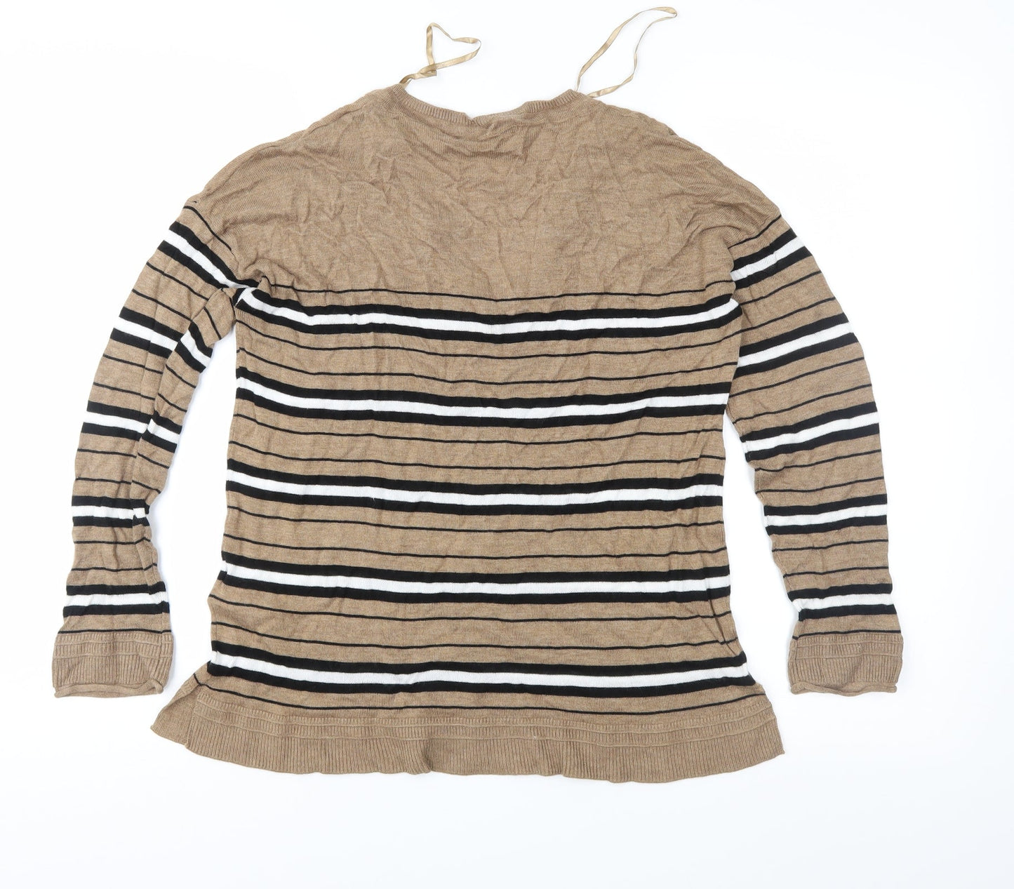NEXT Womens Brown Striped Knit Pullover Jumper Size 14
