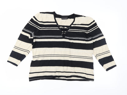 Additional front view of Principles women’s brown striped knit jumper, size UK 18
