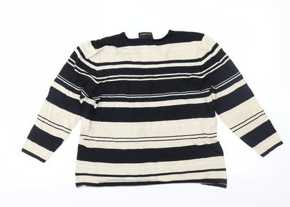 Back view of Principles women’s brown striped knit jumper, size UK 18