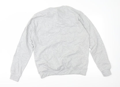 Back view of Awdis women’s grey pullover sweatshirt, size M