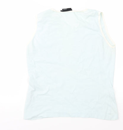 Back view of Hennes women’s blue knit vest jumper, size L