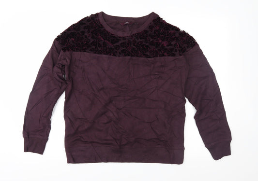 NEXT Womens Purple Floral  Pullover Sweatshirt Size 12