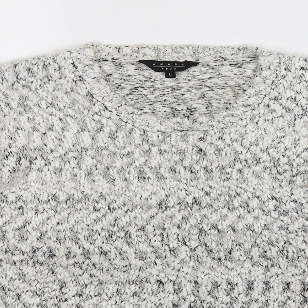 Amara Womens White  Knit Pullover Jumper Size L