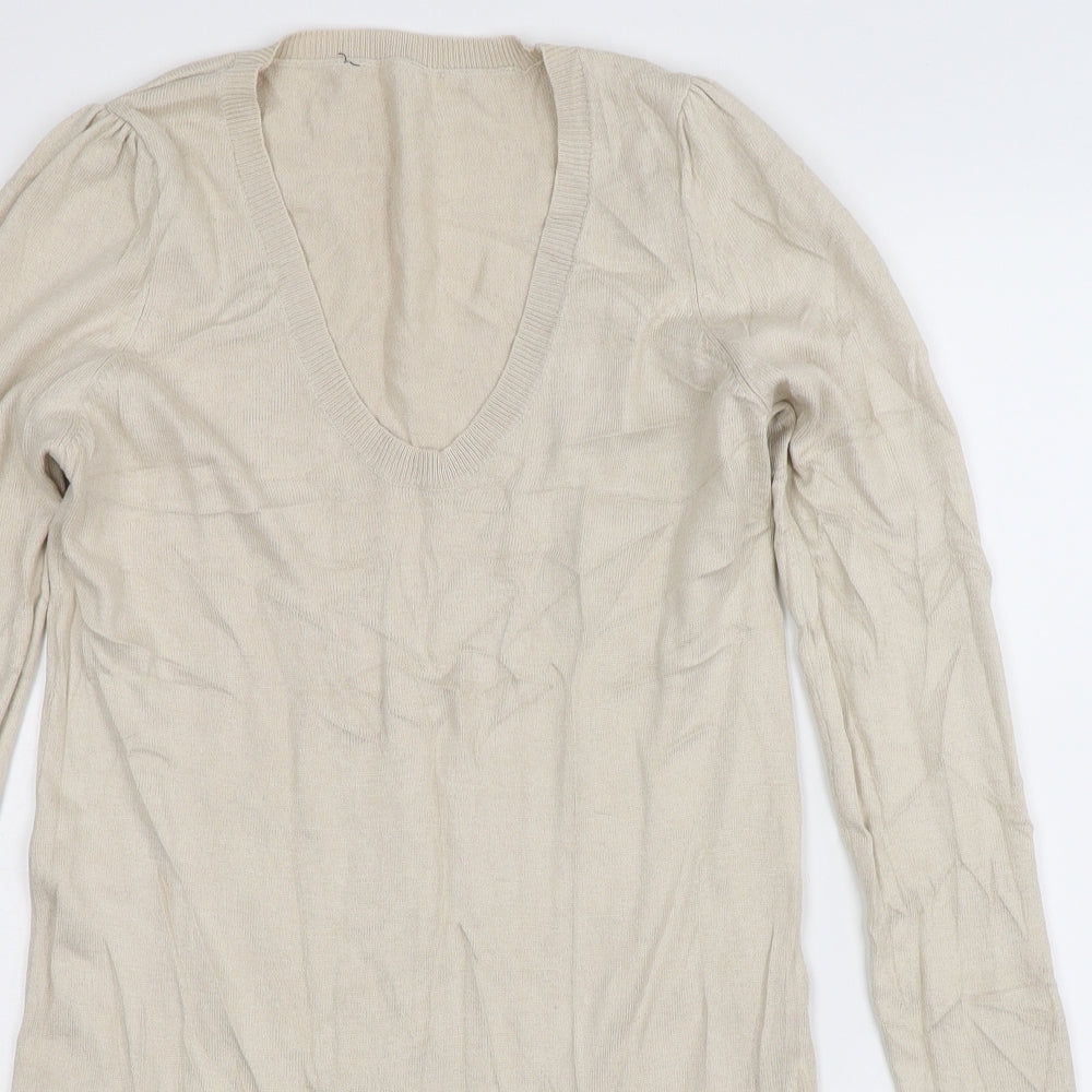 Dorothy Perkins Womens Beige  Knit Pullover Jumper Size 10