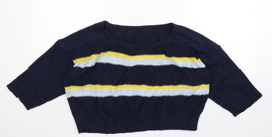 Preworn Womens Blue Striped Knit Pullover Jumper Size L