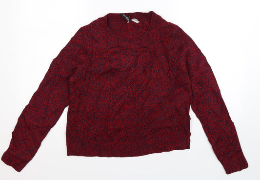 Divided Womens Red  Knit Pullover Jumper Size XS
