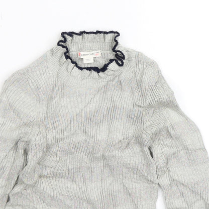 Close-up detail of Crew Cuts girls’ grey knit jumper, size 5-6, years