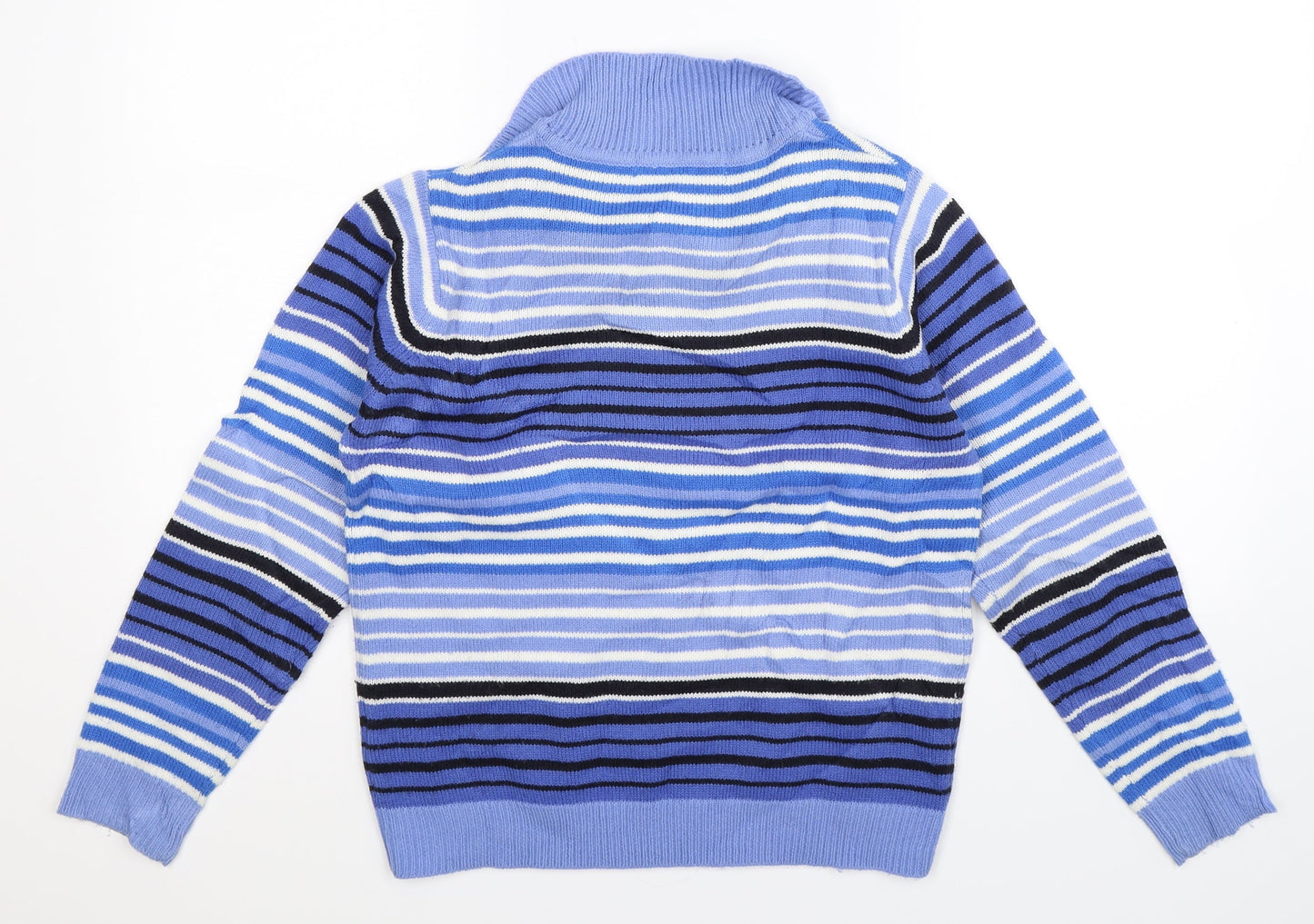 EWM Womens Blue Striped Knit Pullover Jumper Size 12