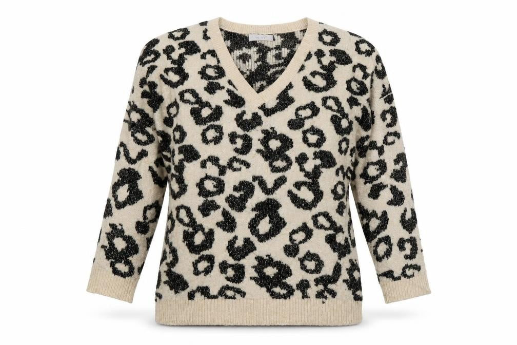 Per Una Womens Beige Animal Print Knit Pullover Jumper Size S  - Oversized