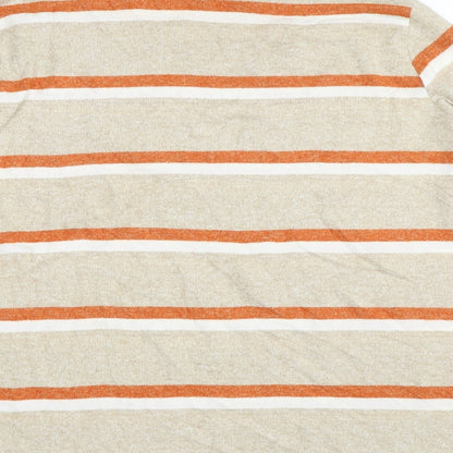 Brand and care label for Tu women’s brown striped knit jumper, size UK 14