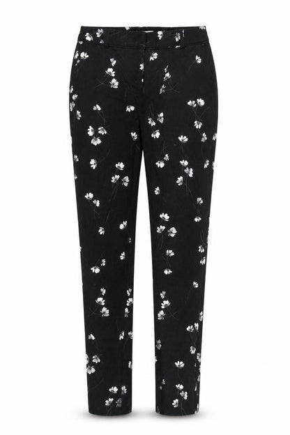 Front view of RJR.John Rocha women’s black floral trousers, size UK 10, 26-inch leg