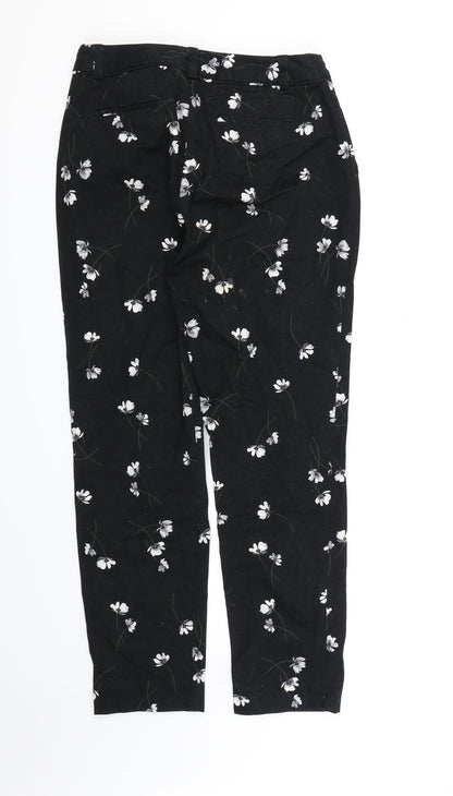 Back view of RJR.John Rocha women’s black floral trousers, size UK 10, 26-inch leg