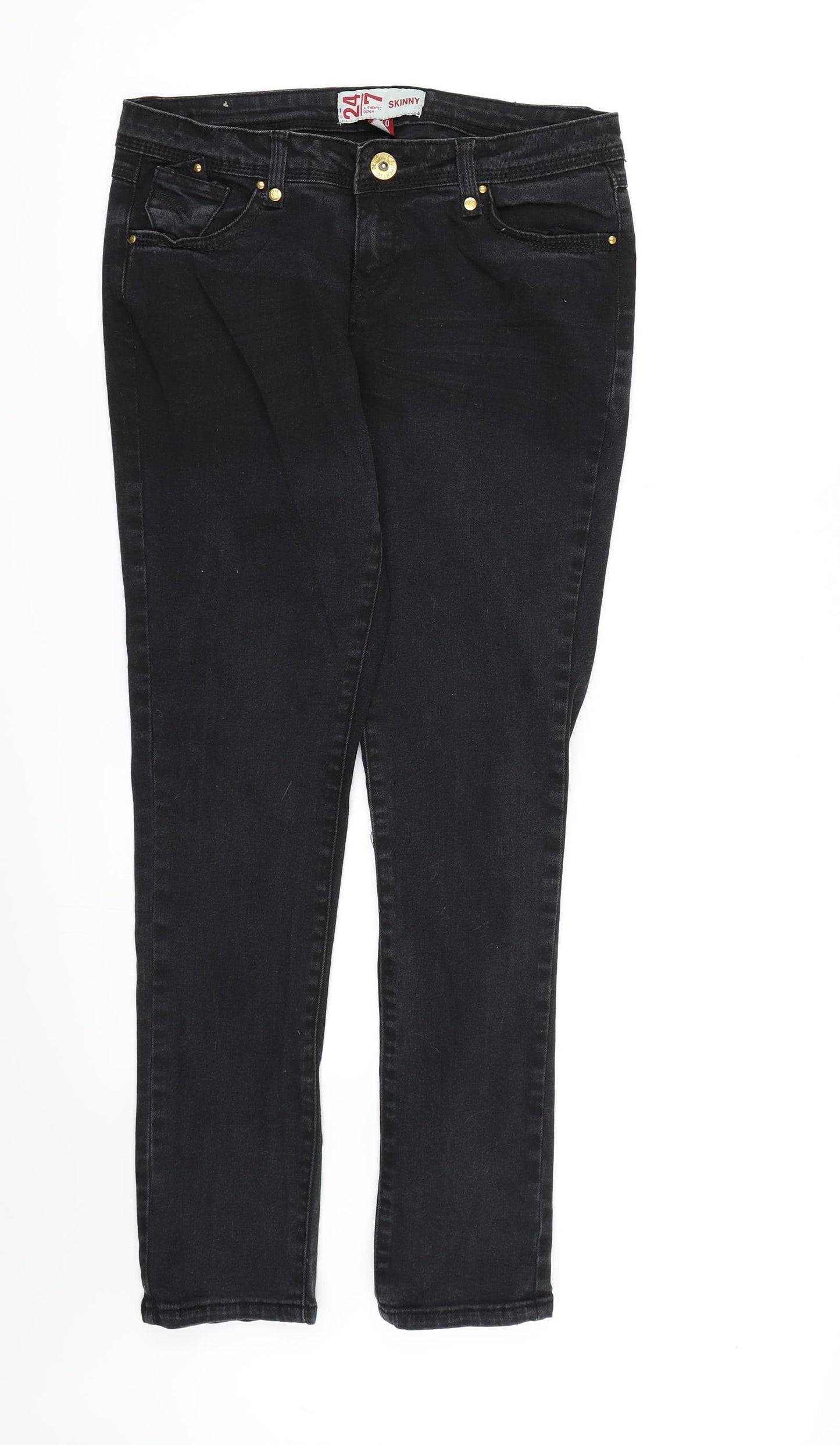 Denim 24/7 Womens Black  Denim Skinny Jeans Size 10 L29 in
