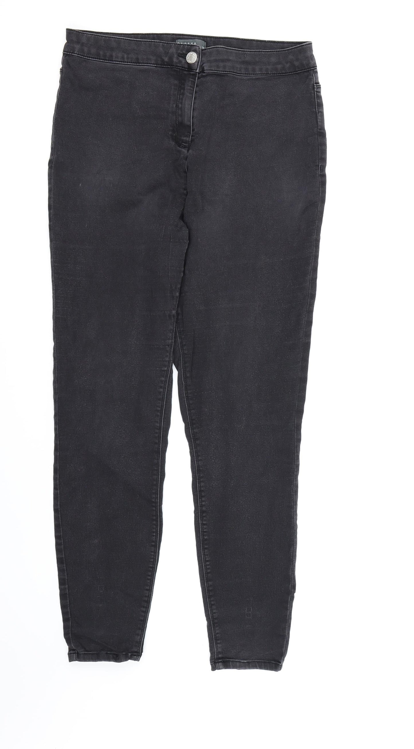 Papaya Womens Black  Denim Skinny Jeans Size 14 L27 in