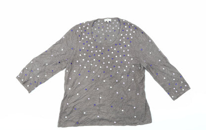 Additional front view of Country Casuals women’s brown polka dot jumper, size L