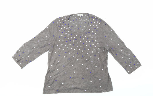 cc Womens Brown Polka Dot  Pullover Jumper Size L