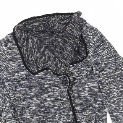 Close-up detail of Next women’s blue wrap jumper, size UK 12