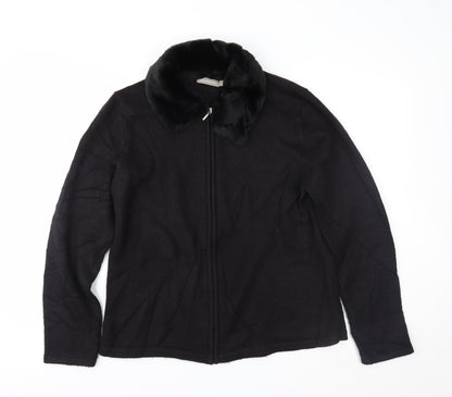 Additional front view of Croft & Barrow women’s black full zip jumper, size M
