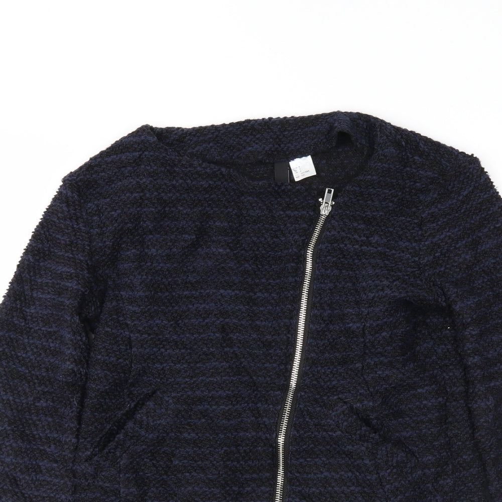 H&M Womens Blue Striped  Full Zip Jumper Size S