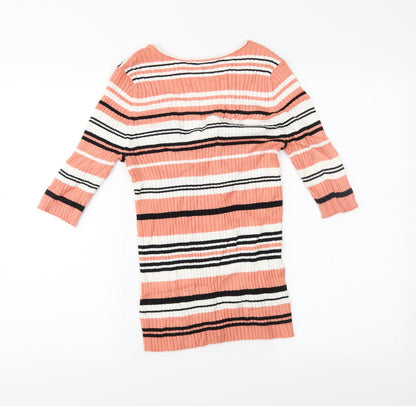 Back view of Express women’s pink striped basic blouse, size M