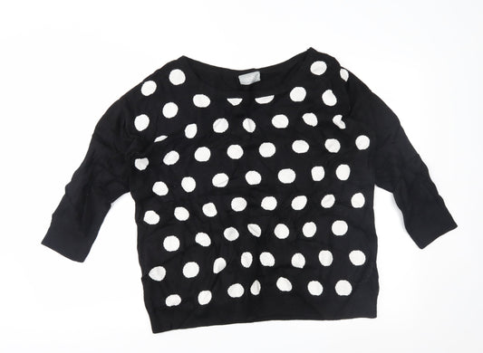 wallia Womens Black Polka Dot  Tunic Jumper Size M