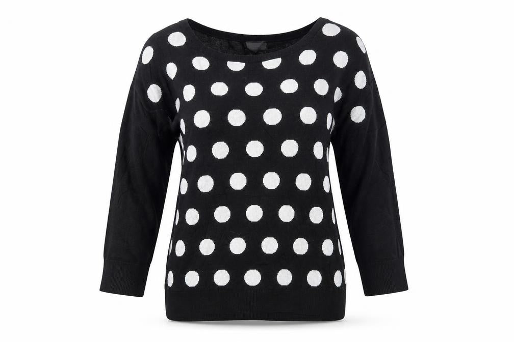 wallia Womens Black Polka Dot  Tunic Jumper Size M
