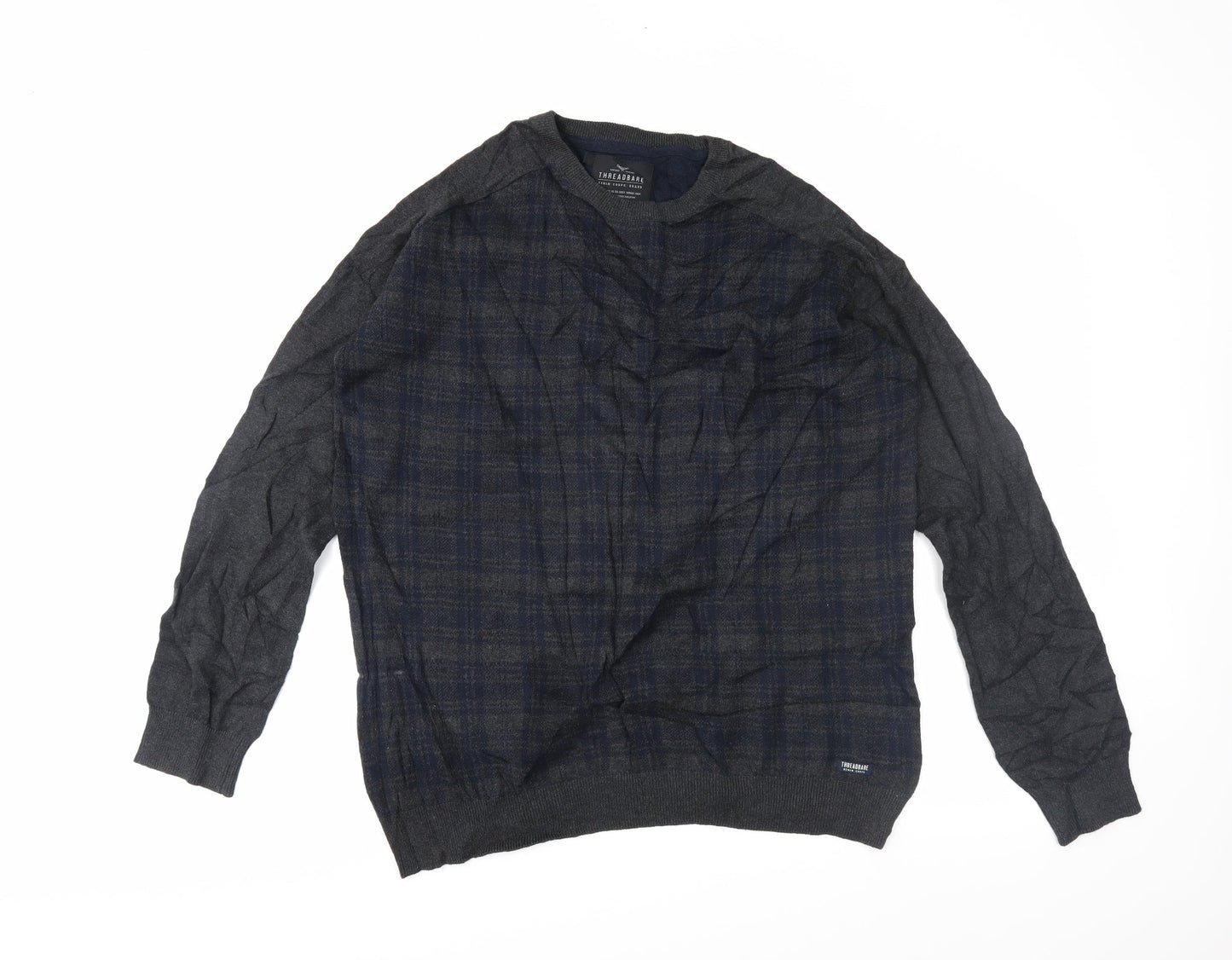 Threadbare Womens Grey Plaid  Pullover Jumper Size 2XL