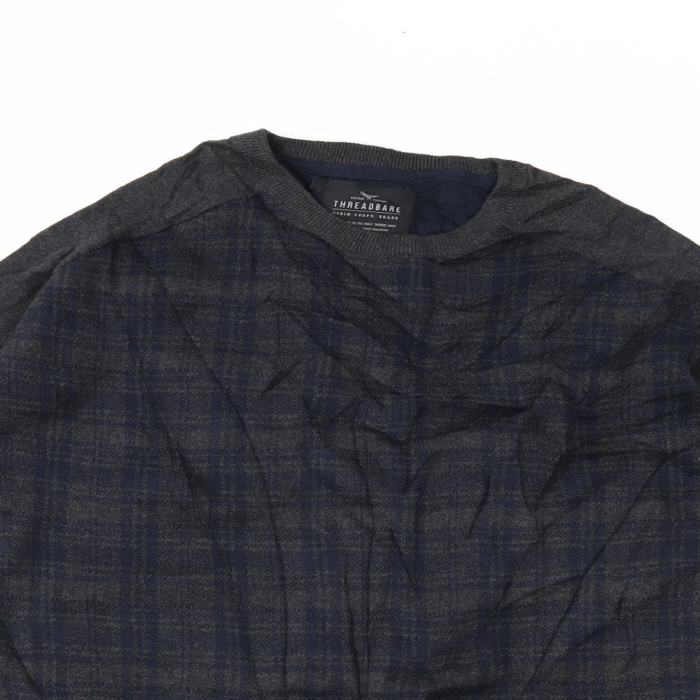Threadbare Womens Grey Plaid  Pullover Jumper Size 2XL