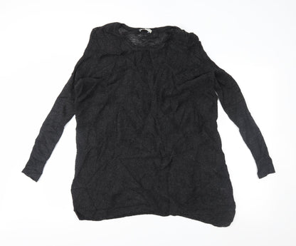 Additional front view of Wrap women’s black jumper, size UK 8, - cold shoudler