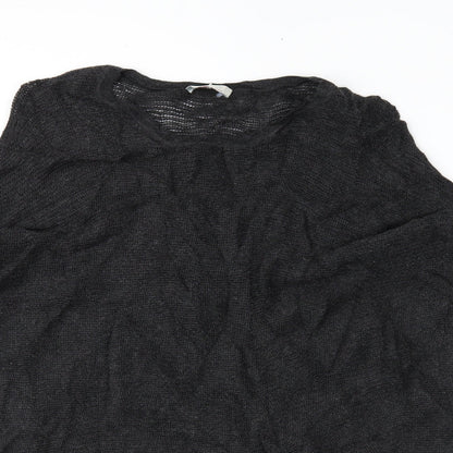 Close-up detail of Wrap women’s black jumper, size UK 8, - cold shoudler