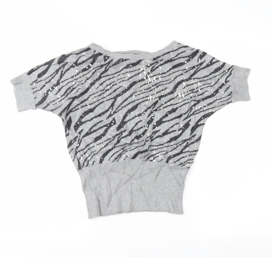 girls limited Girls Grey Animal Print  Pullover Jumper Size 5-6 Years