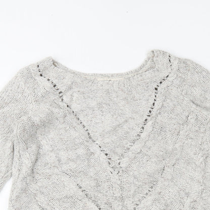 Close-up detail of cachcach women’s grey jumper, size UK 4