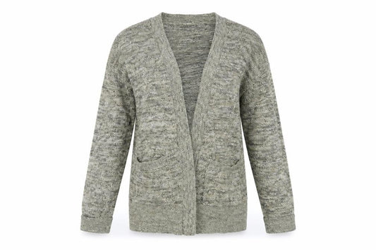Front view of Zara women’s green cardigan jumper, size S
