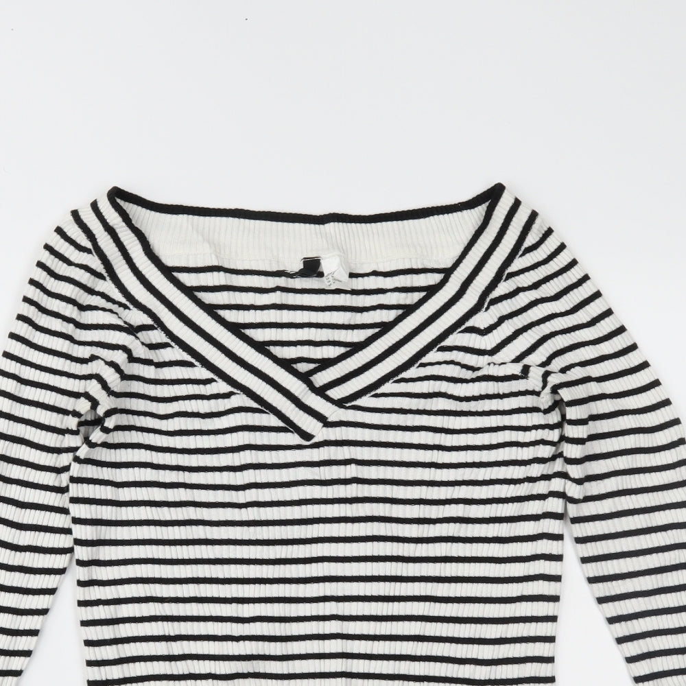 H&M Womens Black Striped  Tunic Jumper Size M