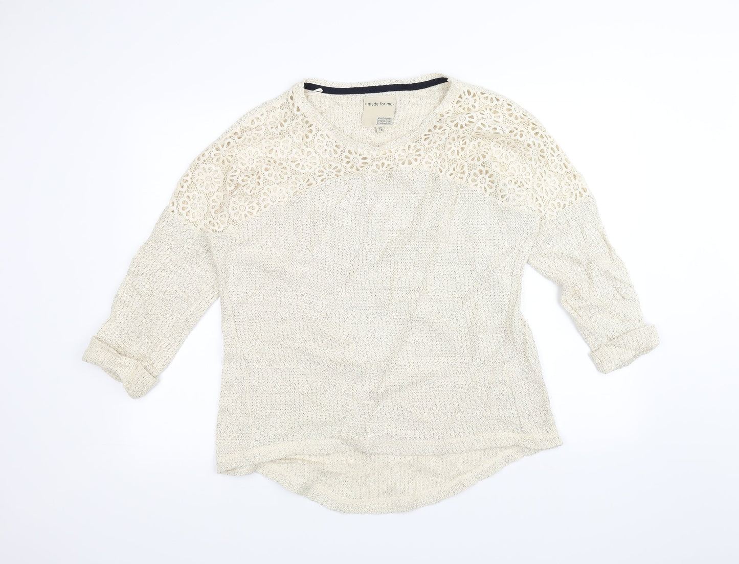 Made for me  Womens White  Knit Pullover Jumper Size 16