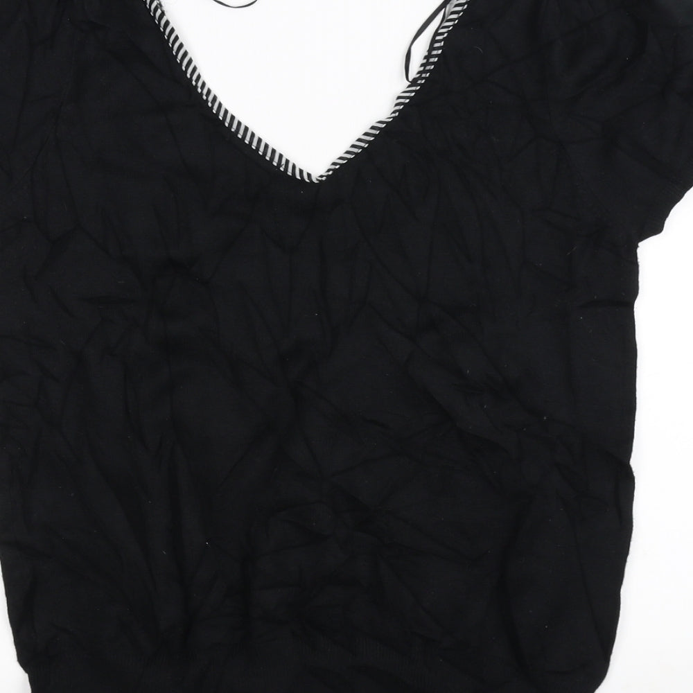 //text Womens Black   Basic T-Shirt Size L