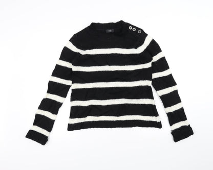 Additional front view of F&F women’s black striped knit jumper, size UK 6