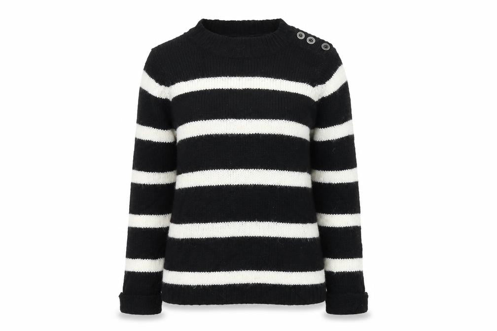 F&F Womens Black Striped Knit Pullover Jumper Size 6