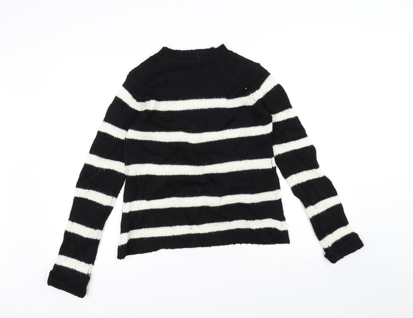 F&F Womens Black Striped Knit Pullover Jumper Size 6