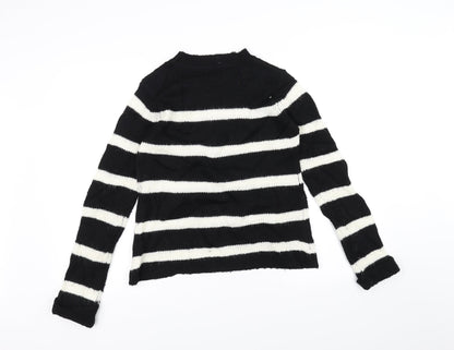 Back view of F&F women’s black striped knit jumper, size UK 6