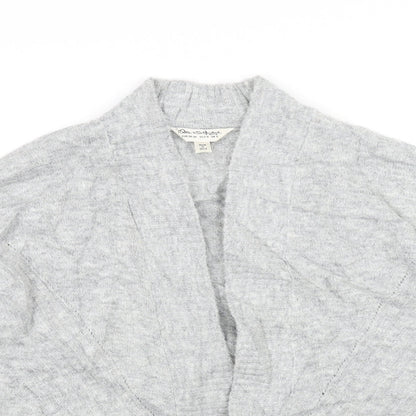 Close-up detail of Miss Selfridge women’s grey cardigan jumper, size S