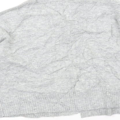 Brand and care label for Miss Selfridge women’s grey cardigan jumper, size S