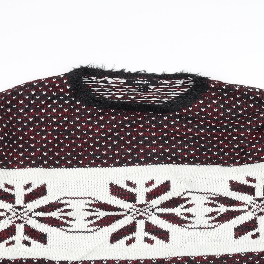 Jennyfer Womens Red  Knit Pullover Jumper Size L  - Christmas