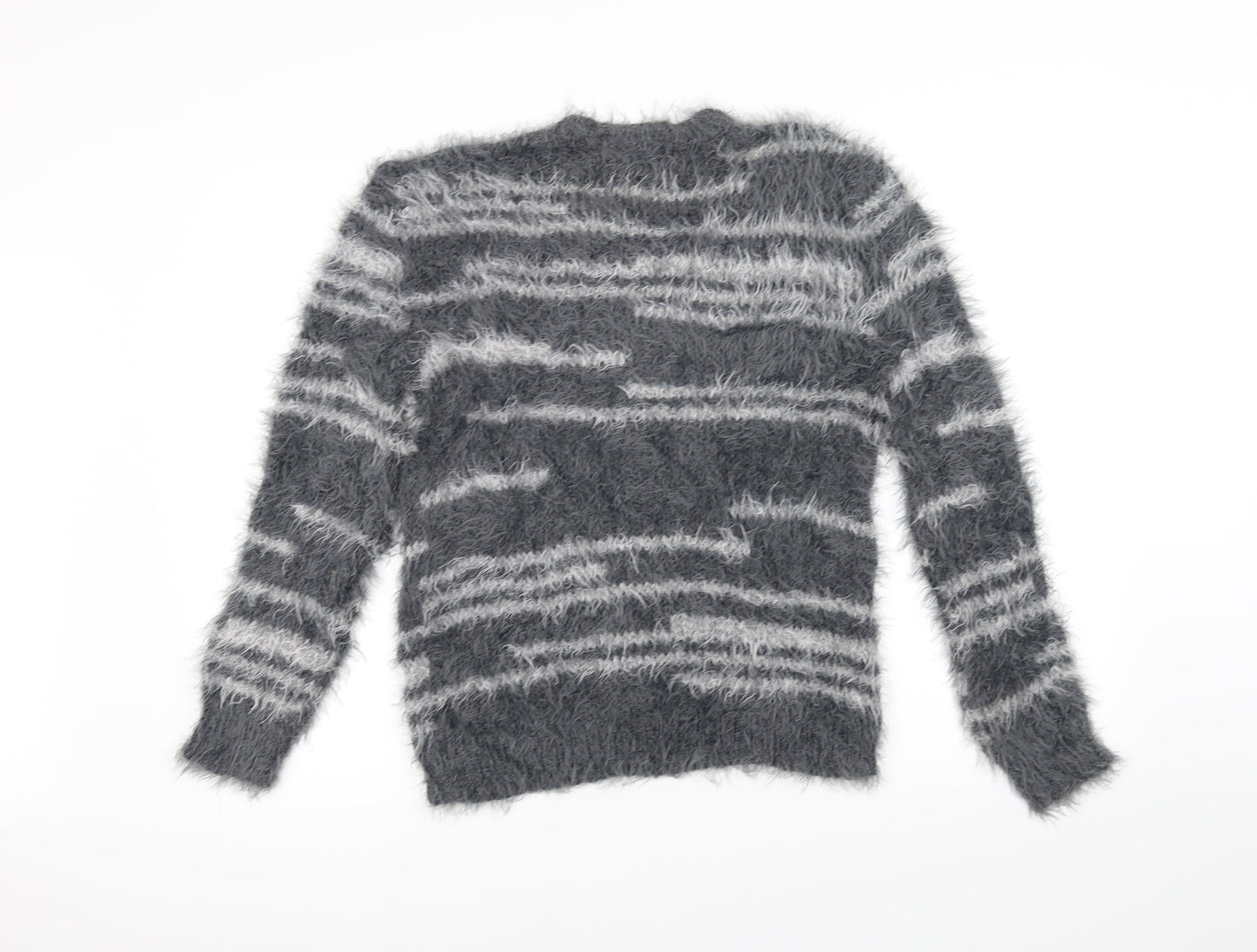 Afibel Womens Grey Striped  Pullover Jumper Size 10