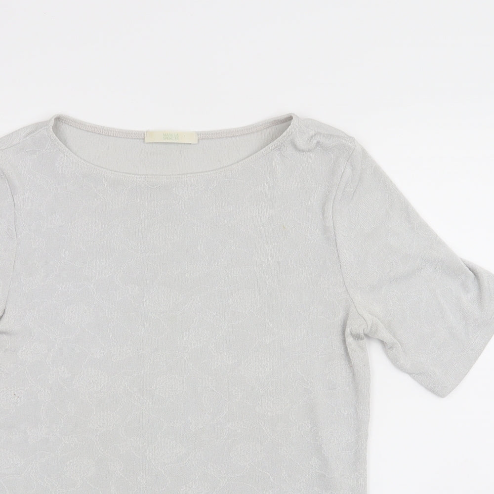 Marks and Spencer Womens Grey Floral  Basic T-Shirt Size 10