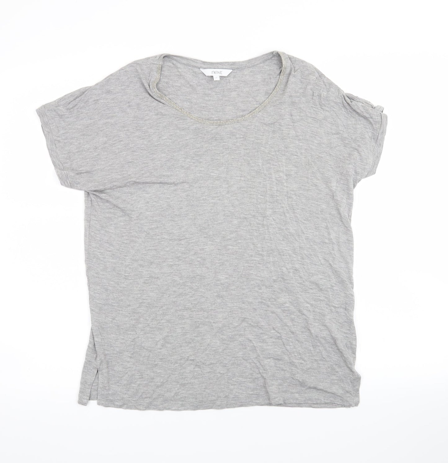 NEXT Womens Grey   Basic T-Shirt Size 8  - beaded neckline
