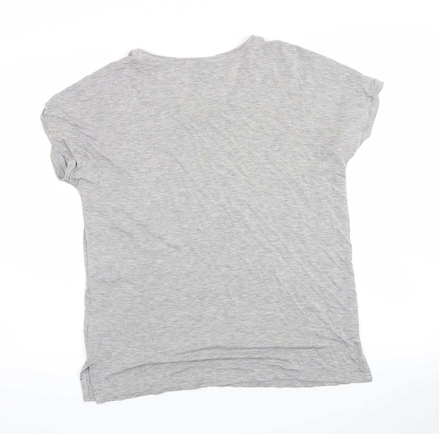 NEXT Womens Grey   Basic T-Shirt Size 8  - beaded neckline