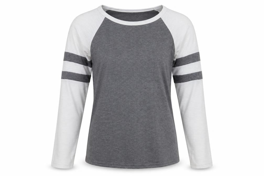 Yoins Womens Grey   Basic Blouse Size 6  - stripes on sleeves