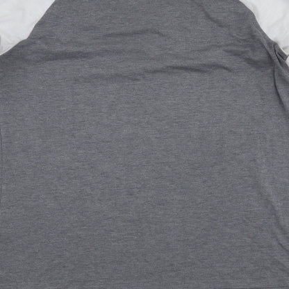 Brand and care label for Yoins women’s grey basic blouse, size UK 6, - stripes on sleeves