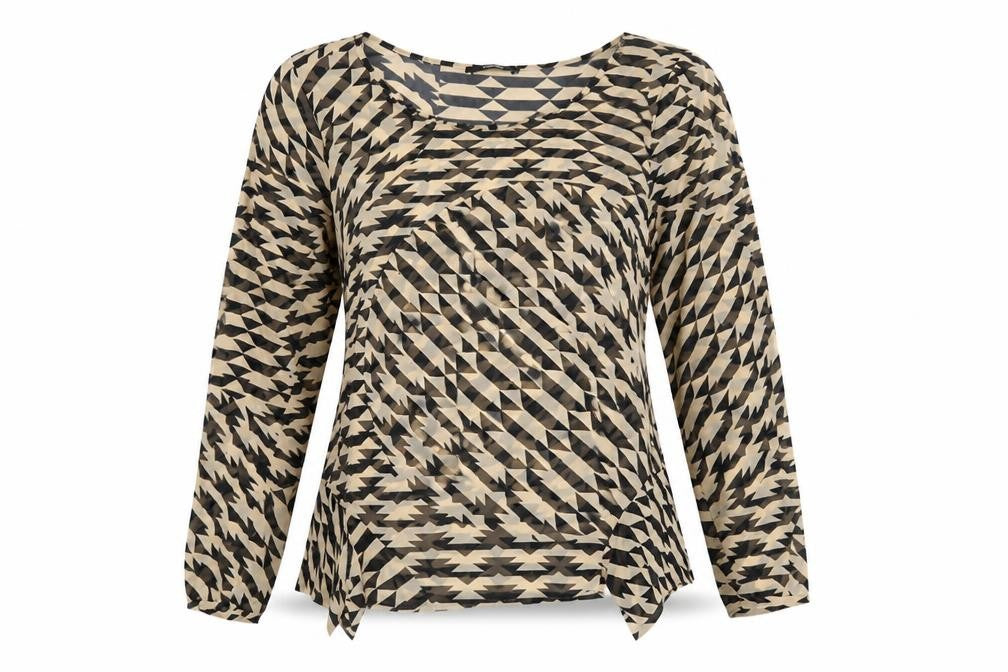 George Womens Beige Herringbone  Basic Blouse Size 12
